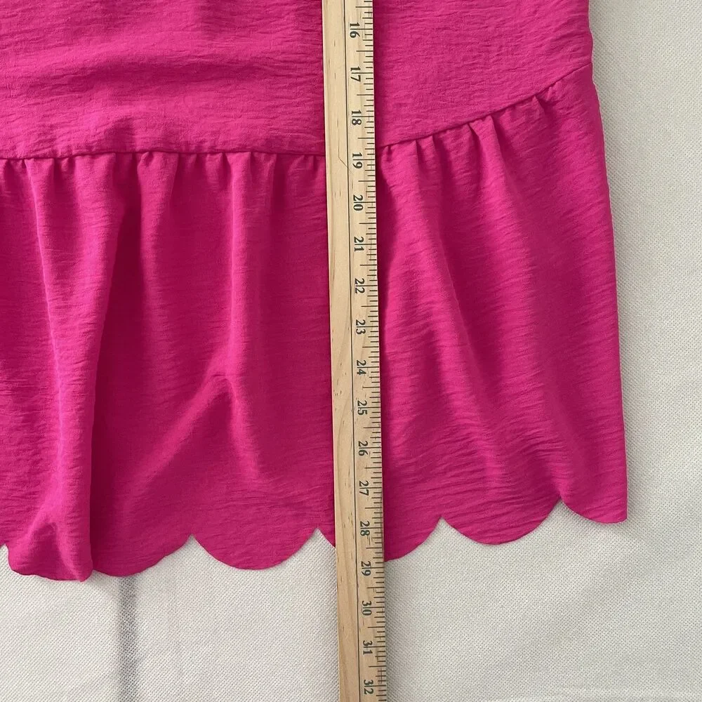 Jodifl Women's Pink Top Blouse Short Sleeves Scalloped Hem Size 1X - Picture 5 of 8